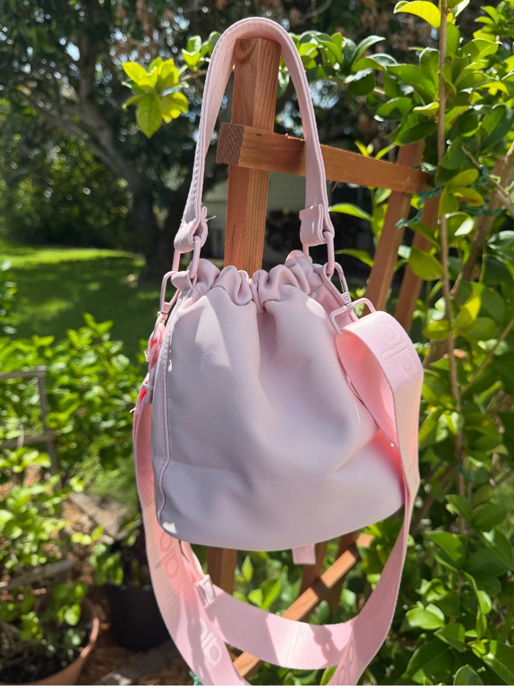 ALO Yoga Blush Pink Drawstring Mini Bucket Bag - Picture 14 of 16